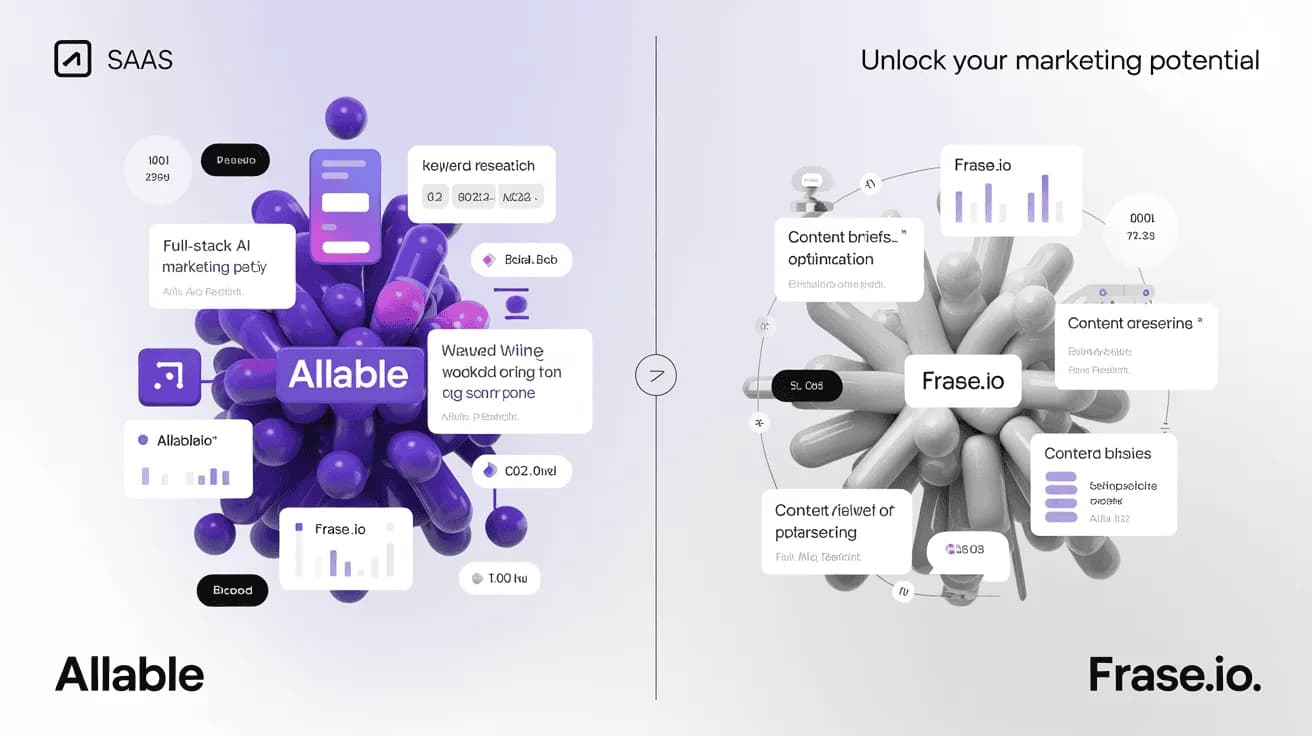 Allable vs Frase comparison - full-stack AI marketing platform vs content brief tool