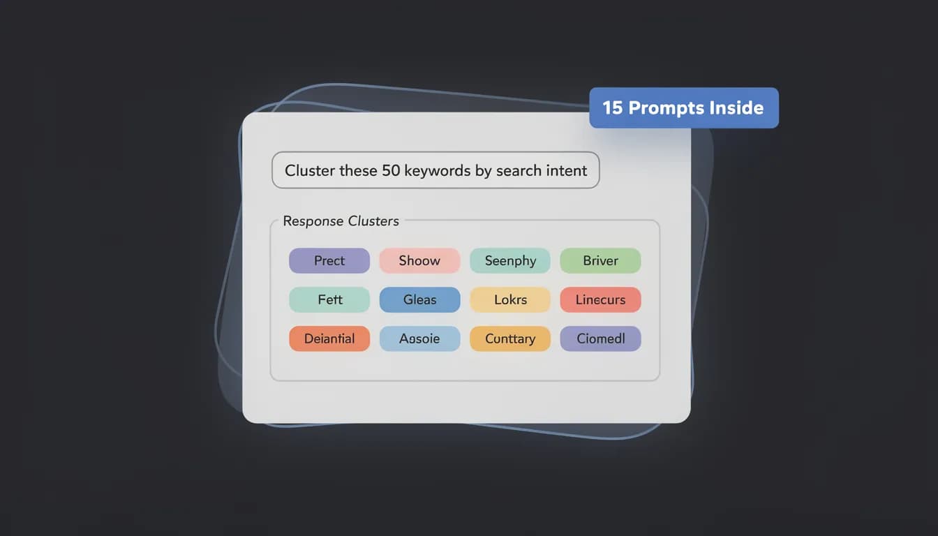 How to use ChatGPT for SEO 2026 — chat interface showing SEO prompt with structured keyword output on dark background
